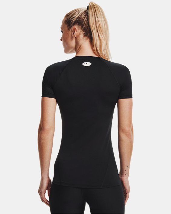 Women's HeatGear® Compression Short Sleeve in Black image number 1